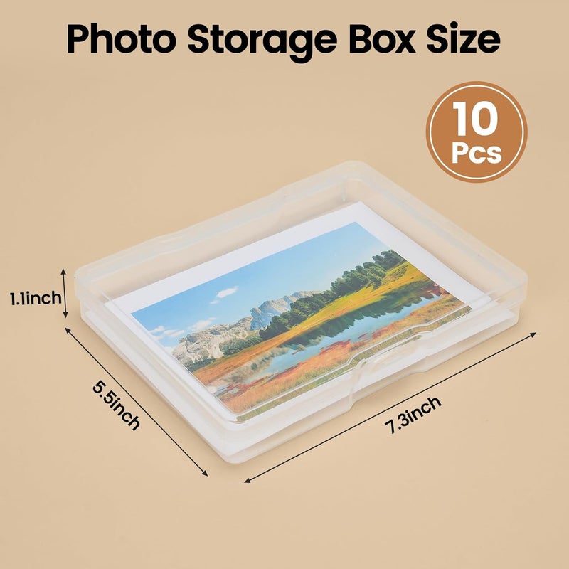 FUIJOL FUJJOL Photo Storage Box 5×7 Inch, 10 Pack Clear Plastic Photo Boxes Storage, Photo Organizers and Storage Containers for Pictures, Cards & Crafts (5 * 7inch-10pcs) - Image 3